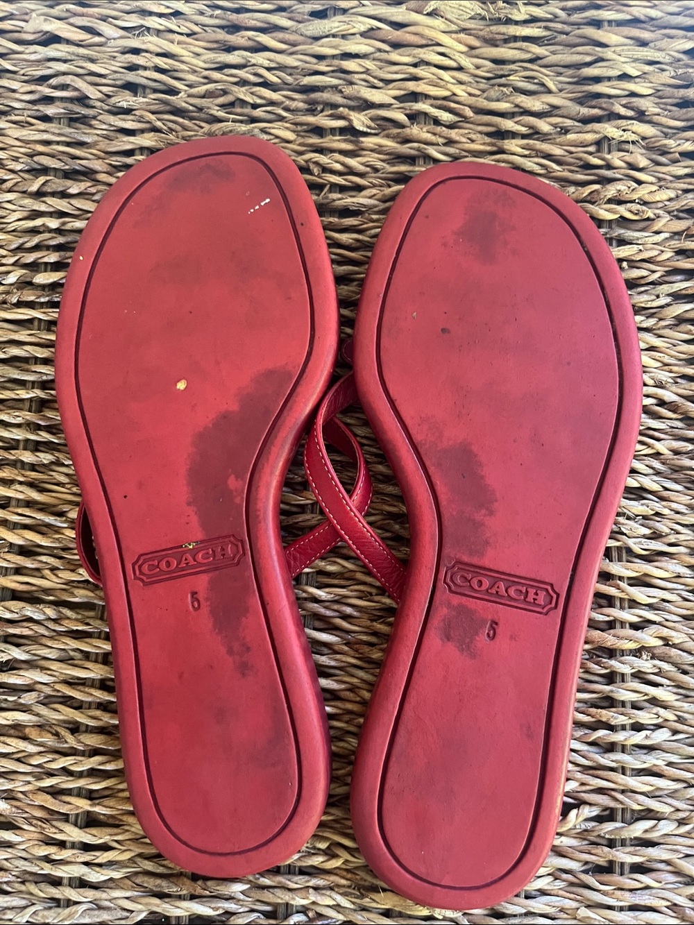 Women's Coach Red Flower Thong Sandals - Picture 9 of 10